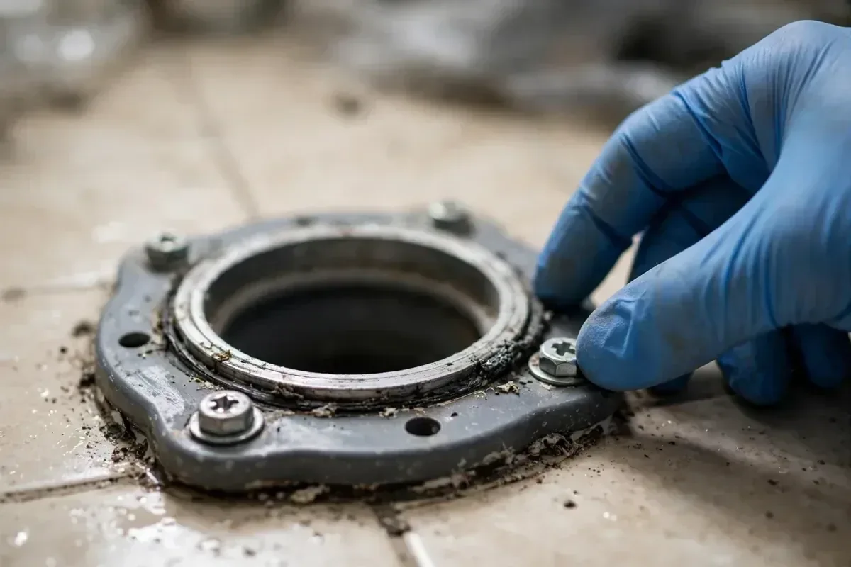 Toilet flange repair — illustrative service image Illustrative toilet flange repair image for Toilet Repair Fountain Valley service information