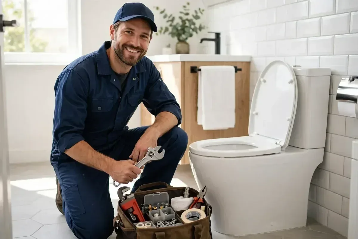 Toilet repair inspection — illustrative service image Illustrative toilet repair inspection image for Toilet Repair Fountain Valley service information