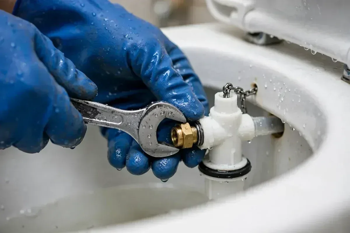 Running toilet tank repair — illustrative service image Illustrative running toilet tank repair image for Toilet Repair Fountain Valley service information